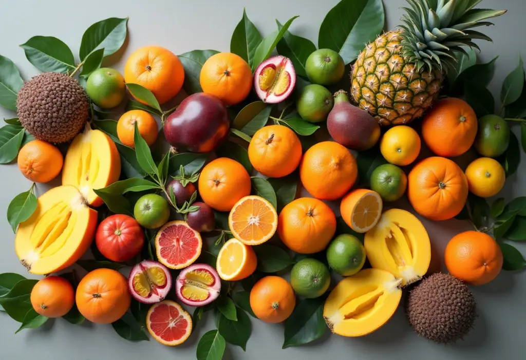 Decoração de mesa com frutas: o toque tropical que sua casa merece Mesa decorada com frutas tropicais