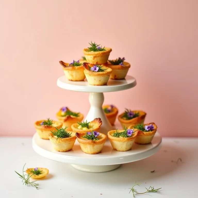 Mini quiches decoradas para brunch.