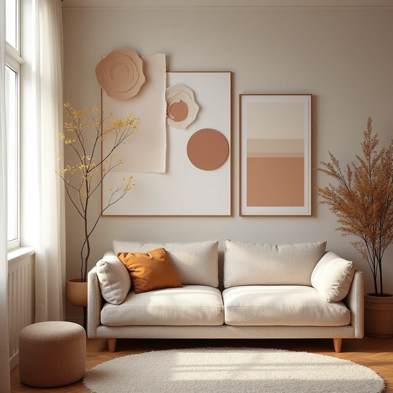 Mood board com combinações de cores para sala pequena