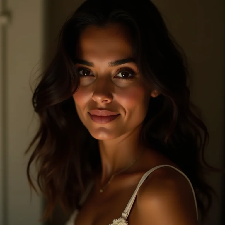 Morena iluminada com toque de brilho natural