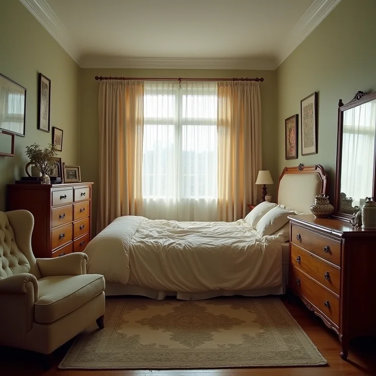 Móveis desproporcionais em quarto pequeno