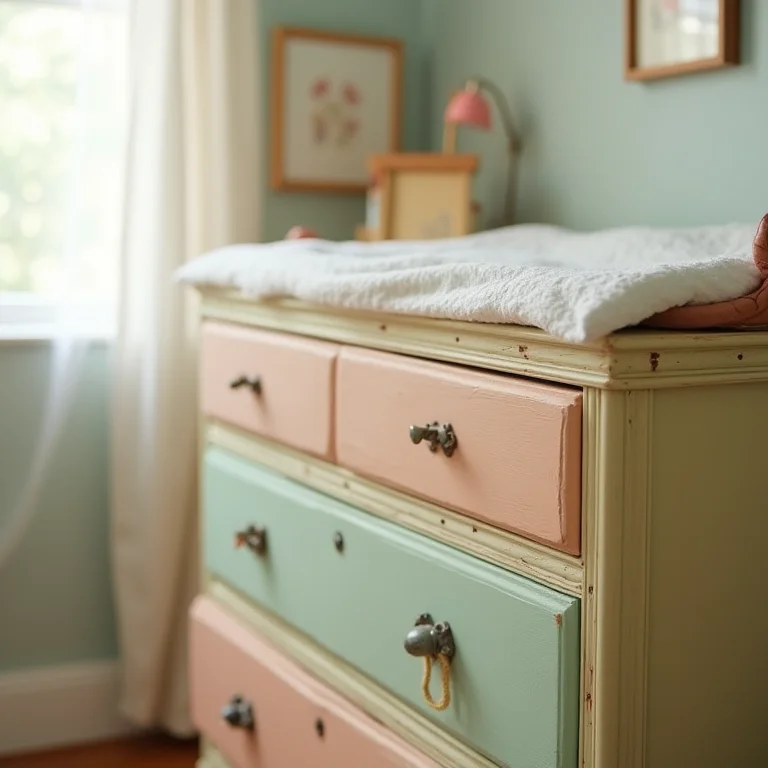 Móveis e objetos antigos reaproveitados em quarto infantil