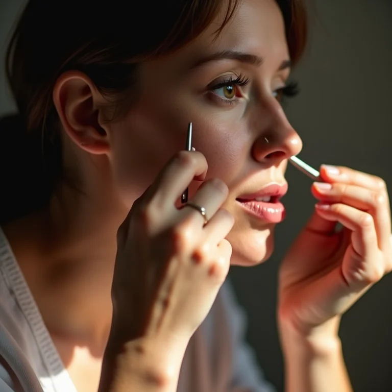 Mulher aplicando cílios em tufos