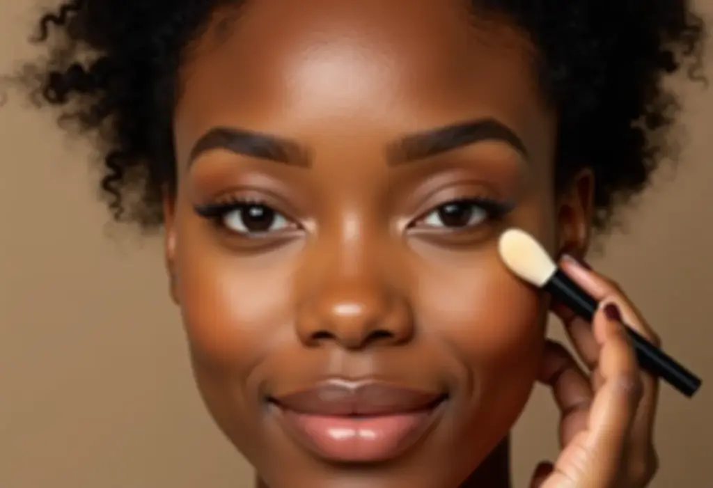 Mulher aplicando corretivo para camuflar olheiras.