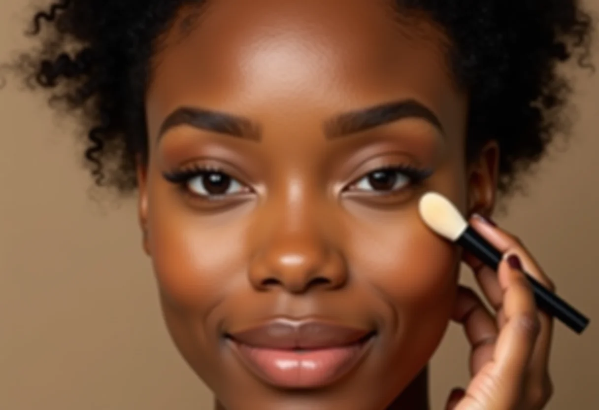 Mulher aplicando corretivo para camuflar olheiras.