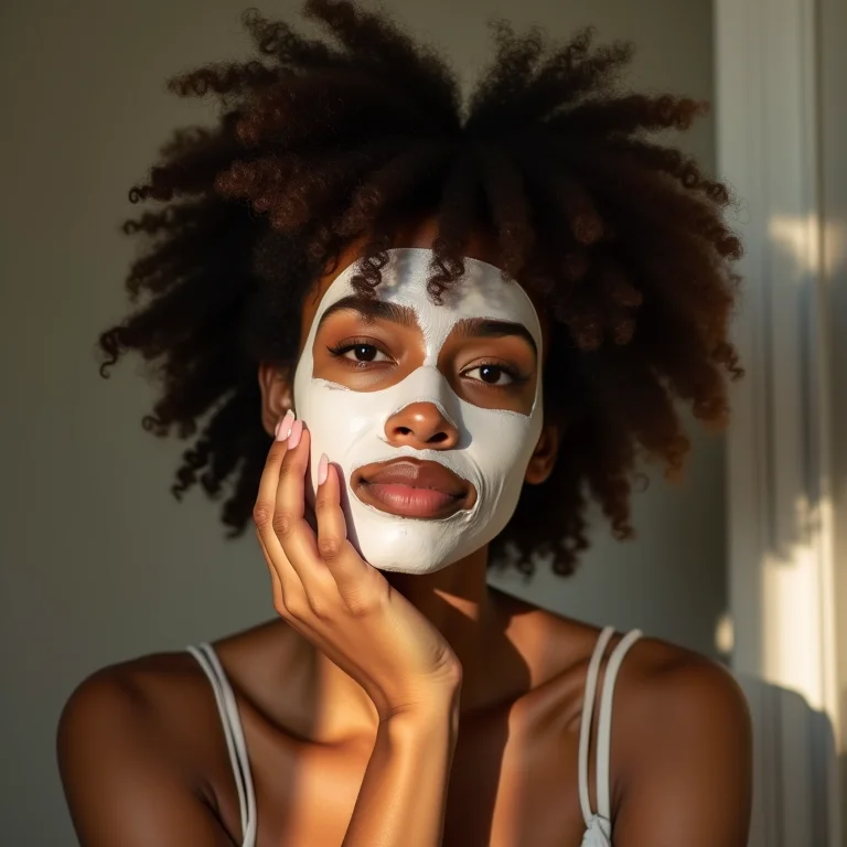 Mulher aplicando máscara capilar em casa