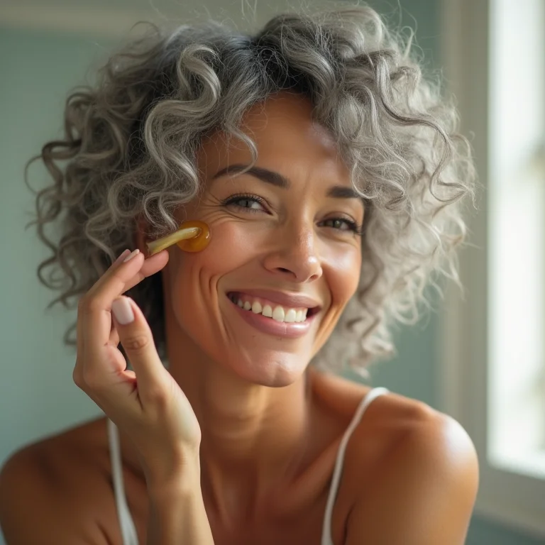 Mulher aplicando óleo de argan no rosto