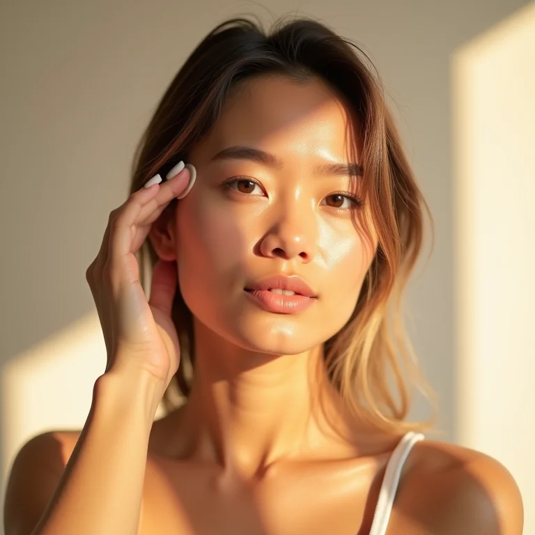 Mulher aplicando produto capilar suave em pele sensível