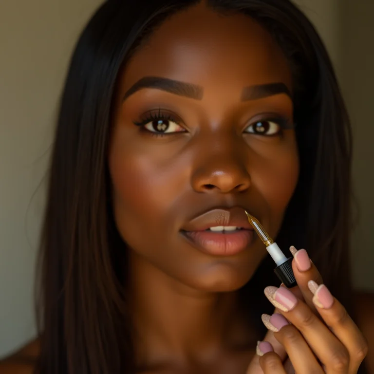 Mulher aplicando sérum facial com conta-gotas