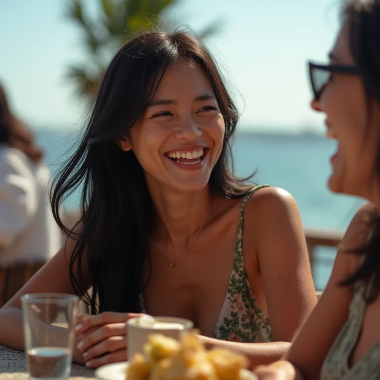 Mulher asiático-brasileira na Estação das Docas