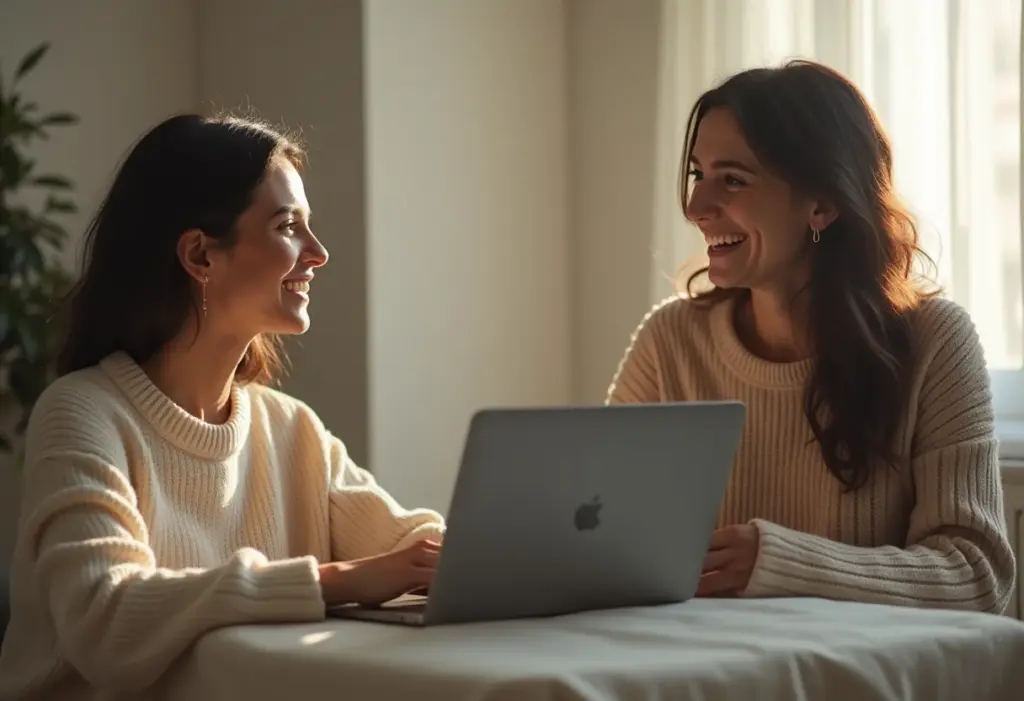 Ligar a cobrar dos EUA para o Brasil: o guia definitivo e atualizado Mulher brasileira rindo durante uma chamada de vídeo internacional.