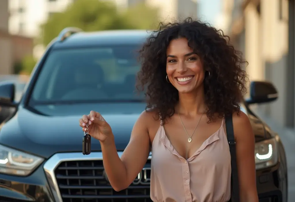 Quatro Rodas: O guia definitivo para comprar seu carro ideal Mulher brasileira sorrindo com chaves de carro novo