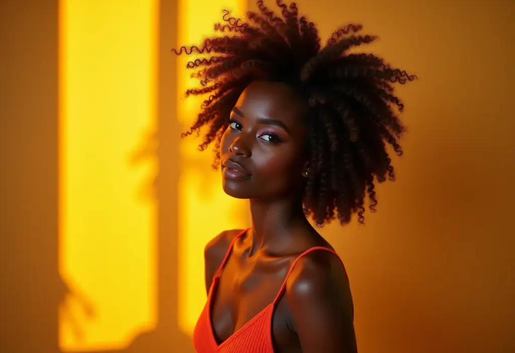 Mulher com cabelo brilhante e saudável, após tratamento capilar