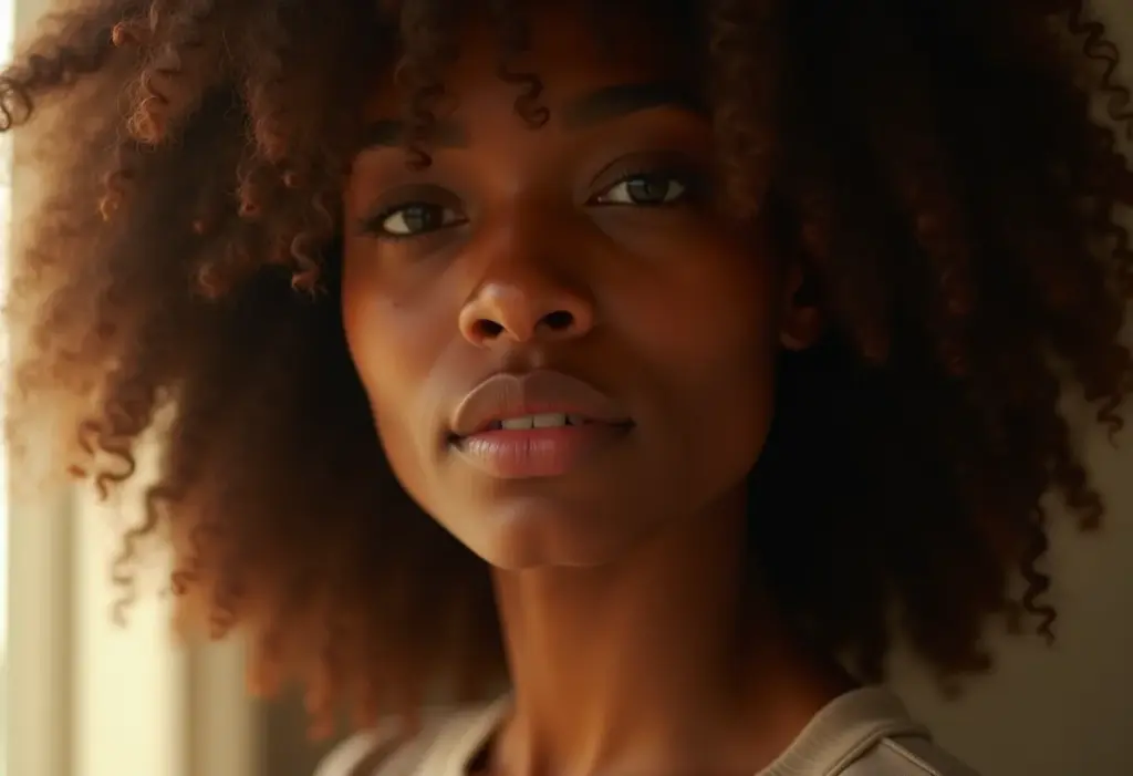 Mulher com cabelo saudável e brilhante, representando o objetivo de eliminar pontas duplas.