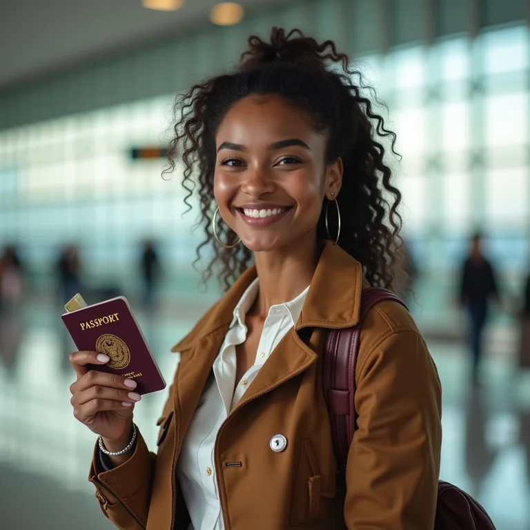 Mulher com chip internacional no aeroporto