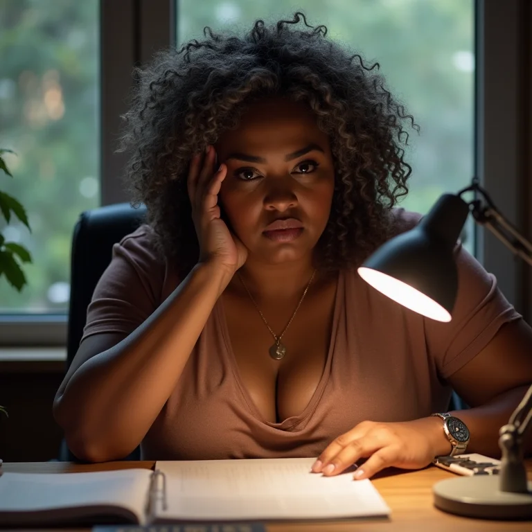 Mulher com luminária mal posicionada