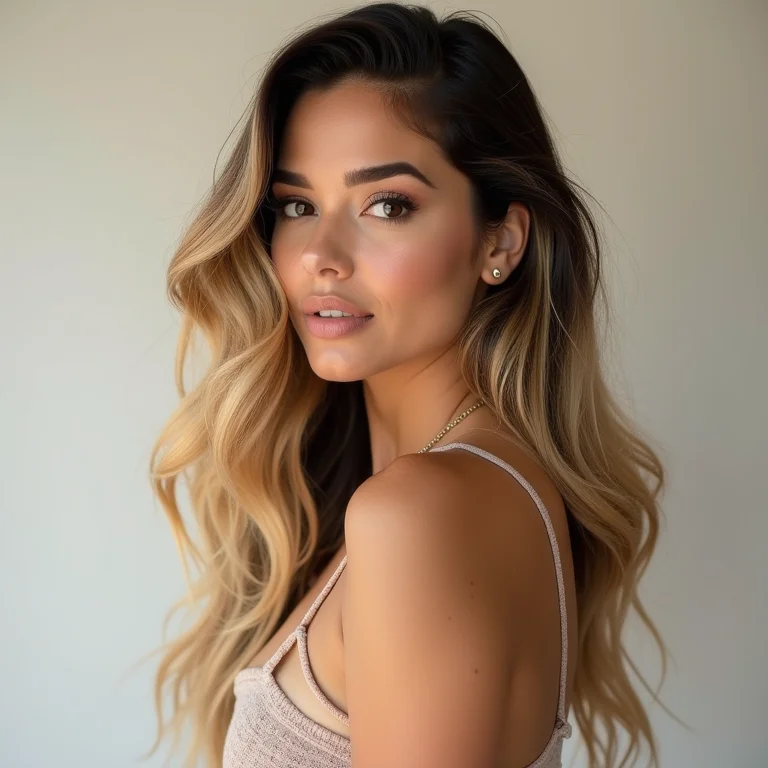 Mulher com ombré hair e degradê poderoso