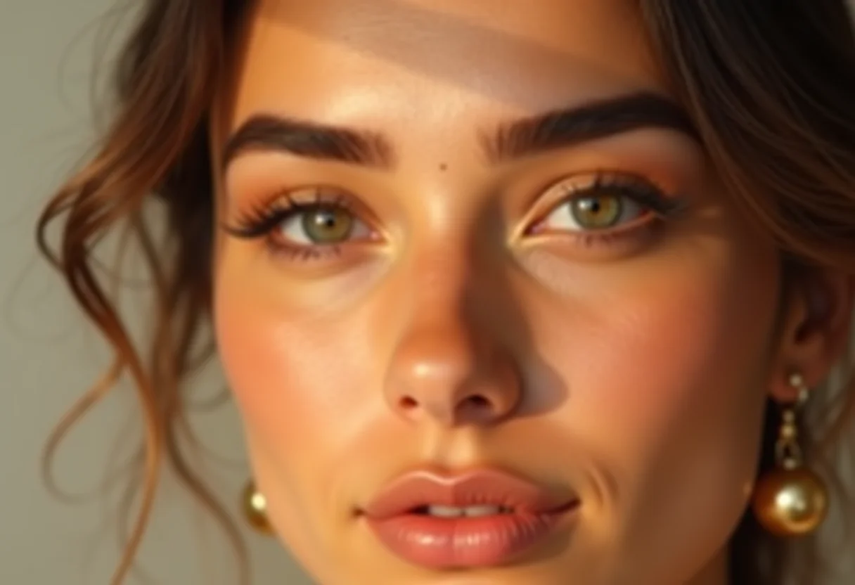 Mulher com sobrancelhas micropigmentadas e olhar radiante