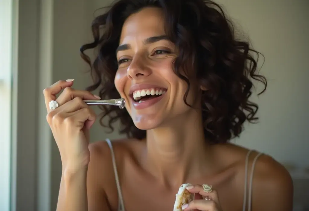 Mulher confiante segurando navalha e creme de barbear