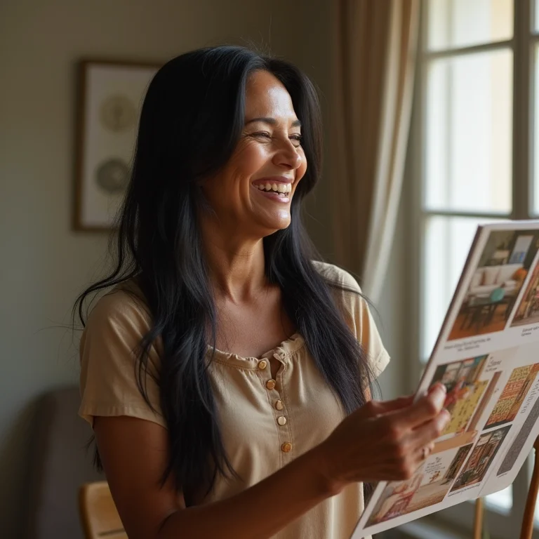 Mulher criando mood board para definir o estilo do quarto
