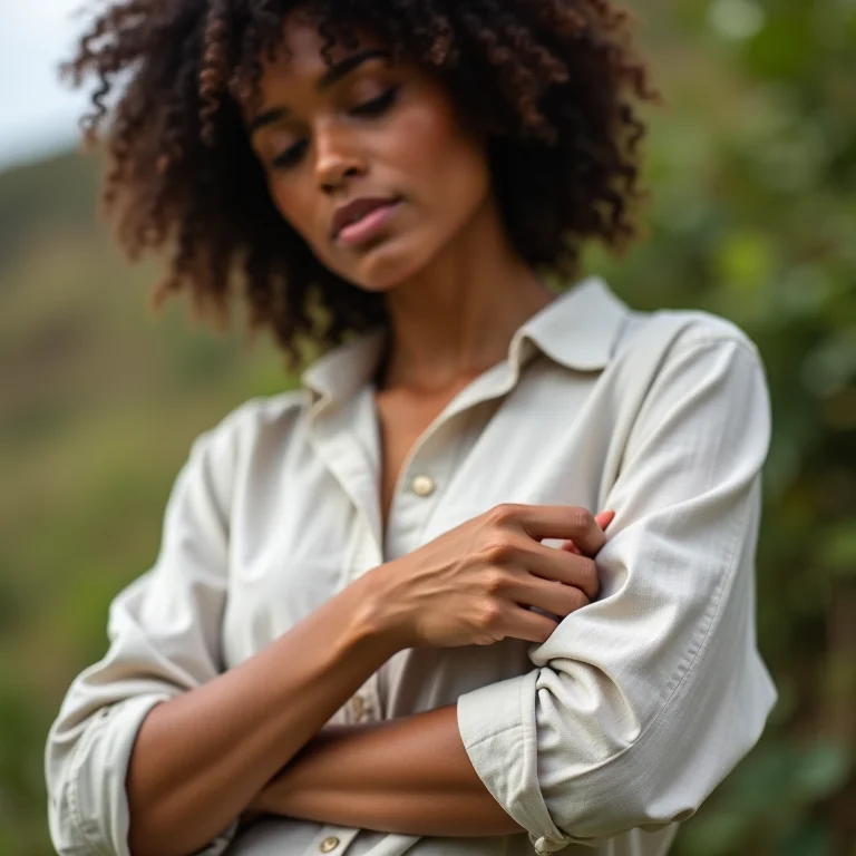 Mulher dobra manga de camisa de linho de forma despojada