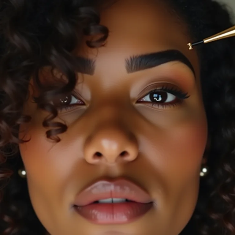 Mulher fazendo micropigmentação fio a fio nas sobrancelhas