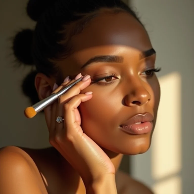 Mulher hidratando as sobrancelhas com serum