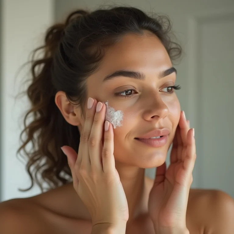 Mulher hidratando o rosto