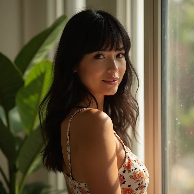 Mulher indígena com franja reta e estilosa