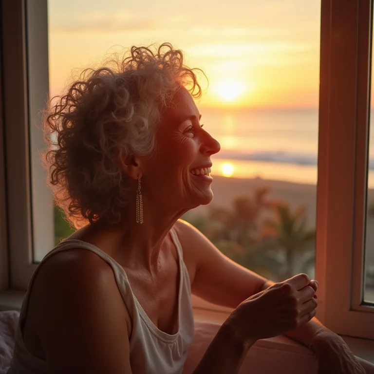 Mulher madura apreciando a vista no NOMANGUE