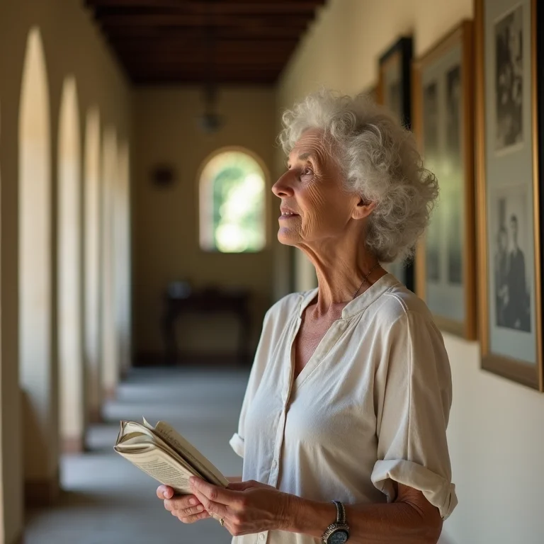 Mulher Madura Brasileira Admirando Fotos Antigas no Hotel Fazenda Mazzaropi