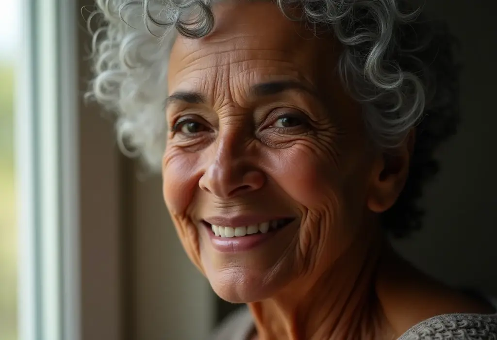 Pele seca: O ritual de beleza que você precisa conhecer JÁ Mulher madura brasileira com pele seca e cabelos grisalhos