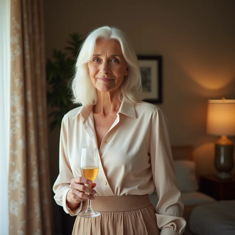 Mulher madura com saia midi elegante em celebração de Natal