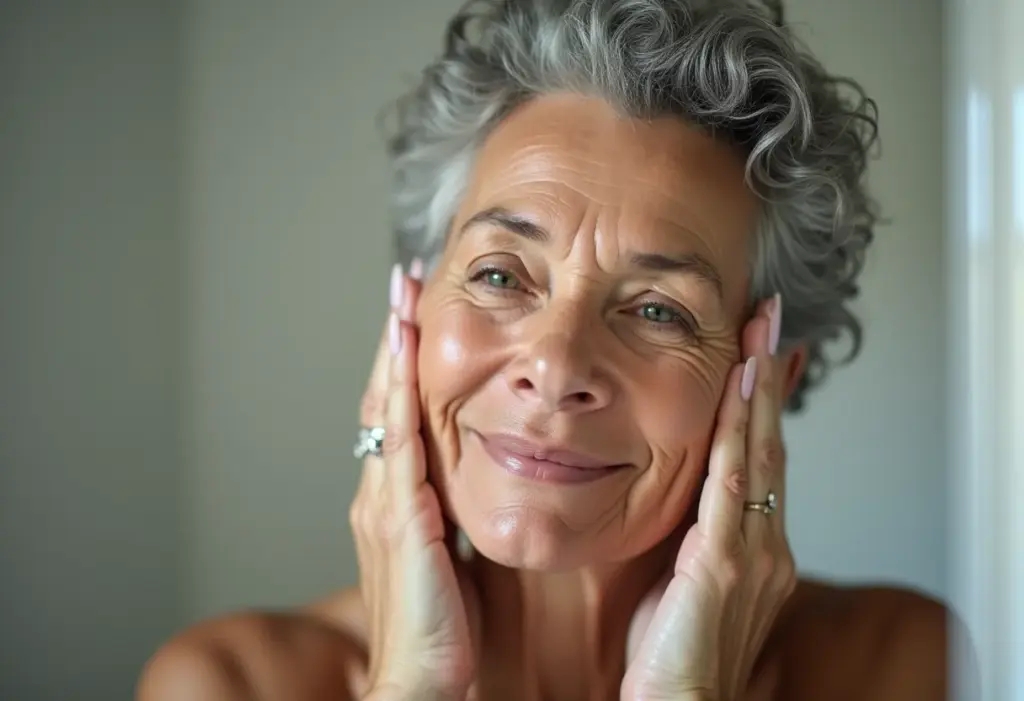 Limpeza de pele profunda: o segredo das famosas revelado Mulher madura fazendo limpeza de pele