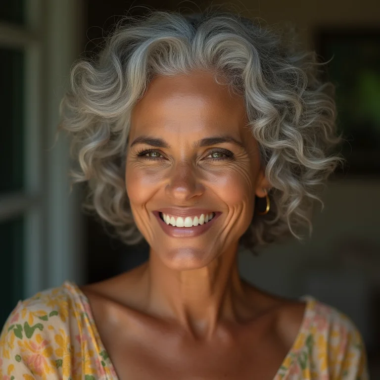 Mulher madura se maquiando com as cores do Brasil.