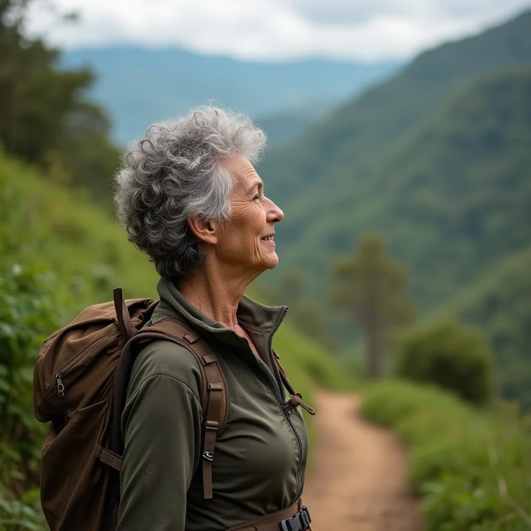 Mulher madura trilha na Serra da Bocaina