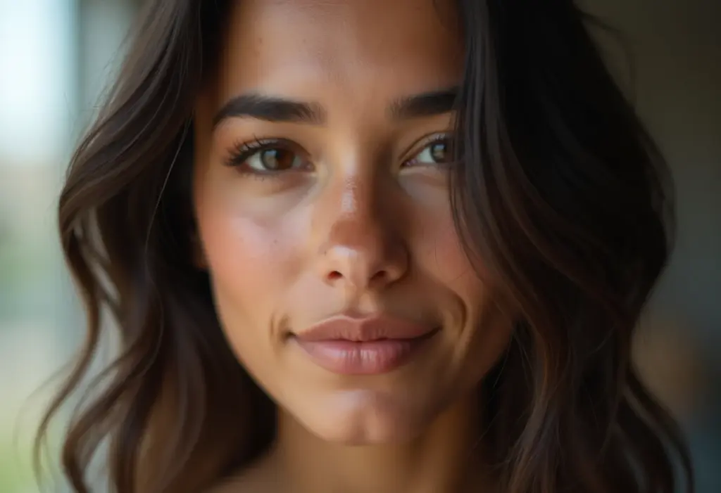 Contorno labial perfeito: o segredo das bocas mais desejadas Mulher morena aplicando contorno labial nude