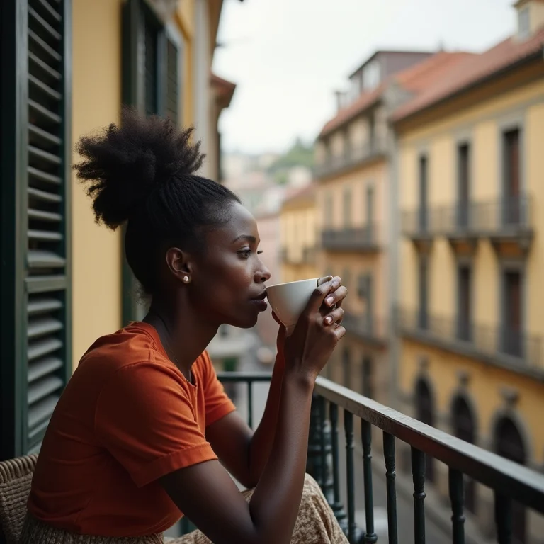 Mulher negra brasileira relaxando em um hotel charmoso em San Gimignano