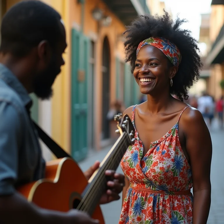 Mulher negra brasileira sorrindo em New Orleans