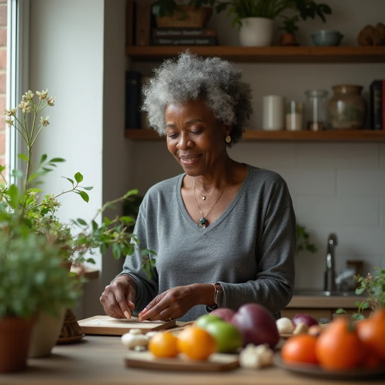 Mulher negra decorando prateleiras de cozinha planejada