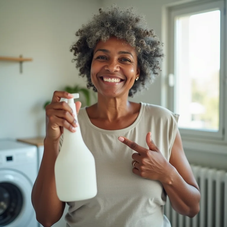 Mulher negra ensinando a tirar mancha de graxa.