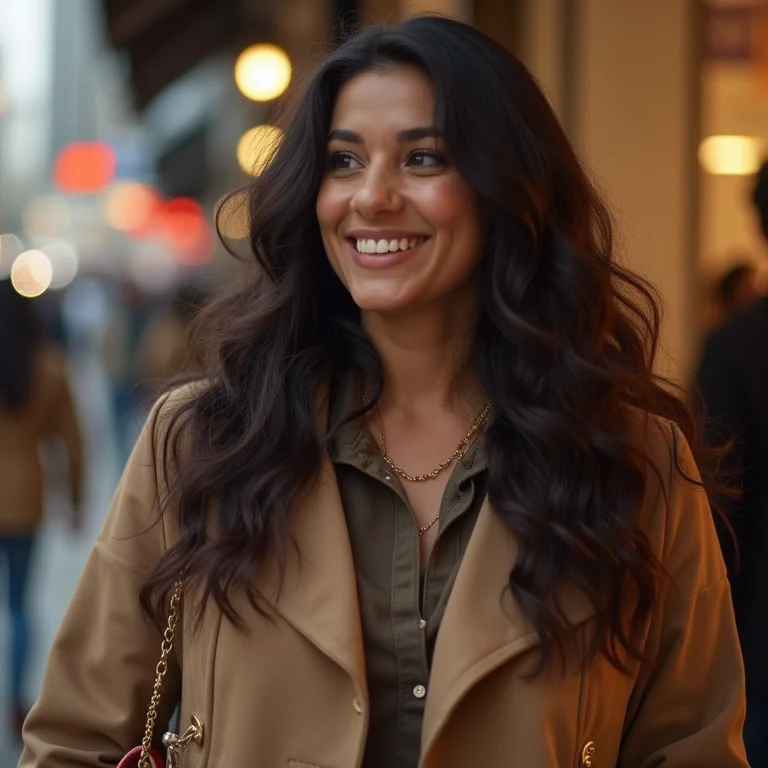 Mulher parda brasileira fazendo compras na Nanjing Road em Xangai