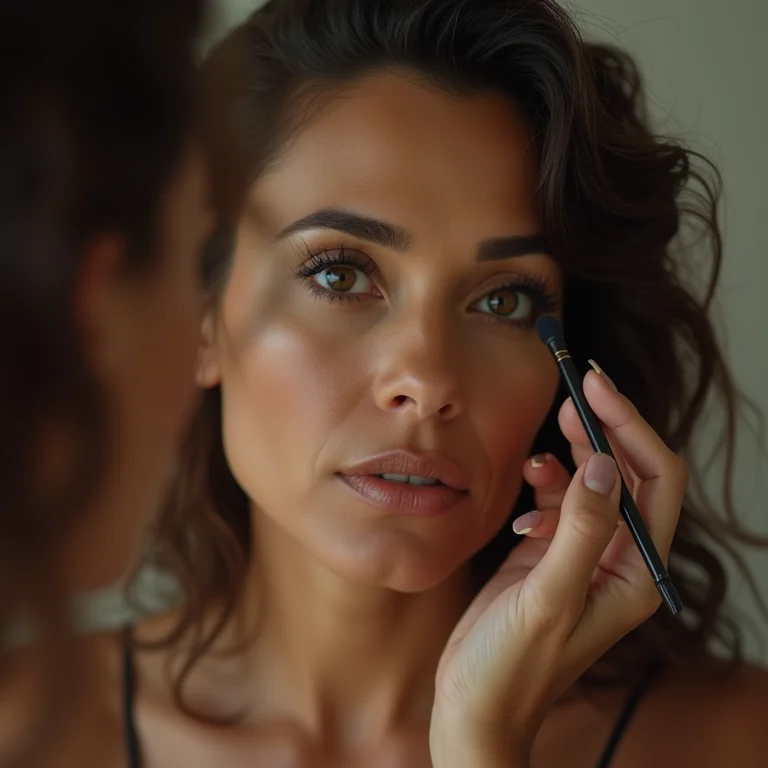 Mulher parda brasileira removendo delineado forte dos olhos