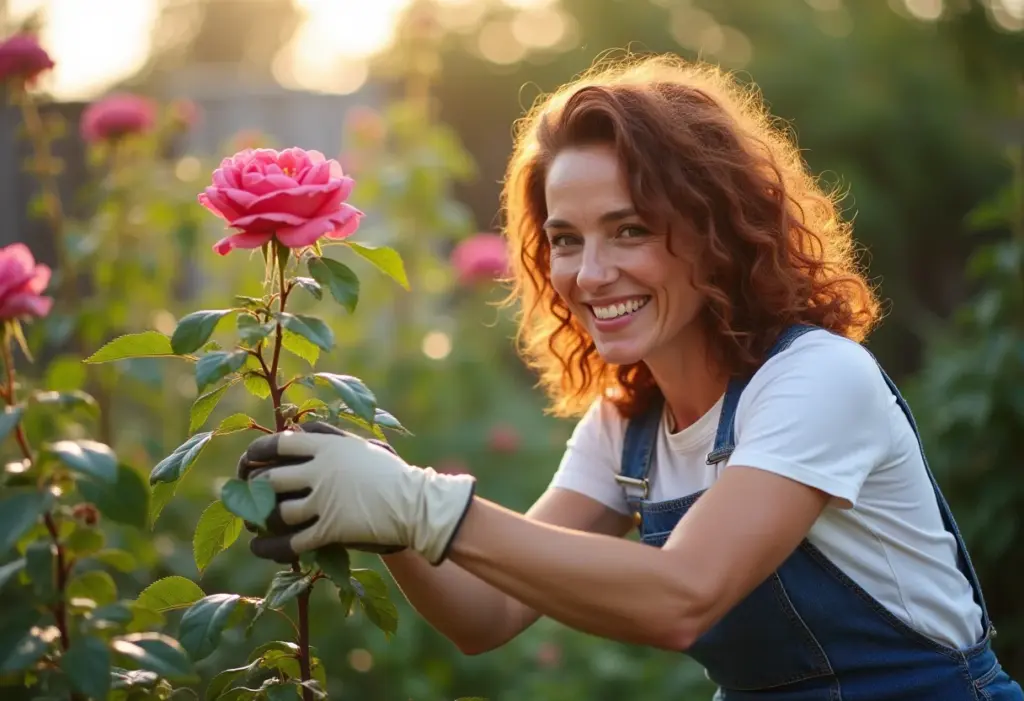 Como podar plantas do jeito certo e sem erros: Guia completo Mulher podando roseira em seu jardim ensolarado