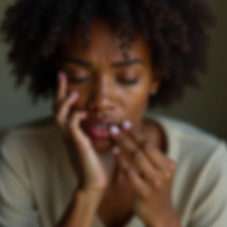 Mulher ruendo as unhas e cutículas, representando o hábito destrutivo.