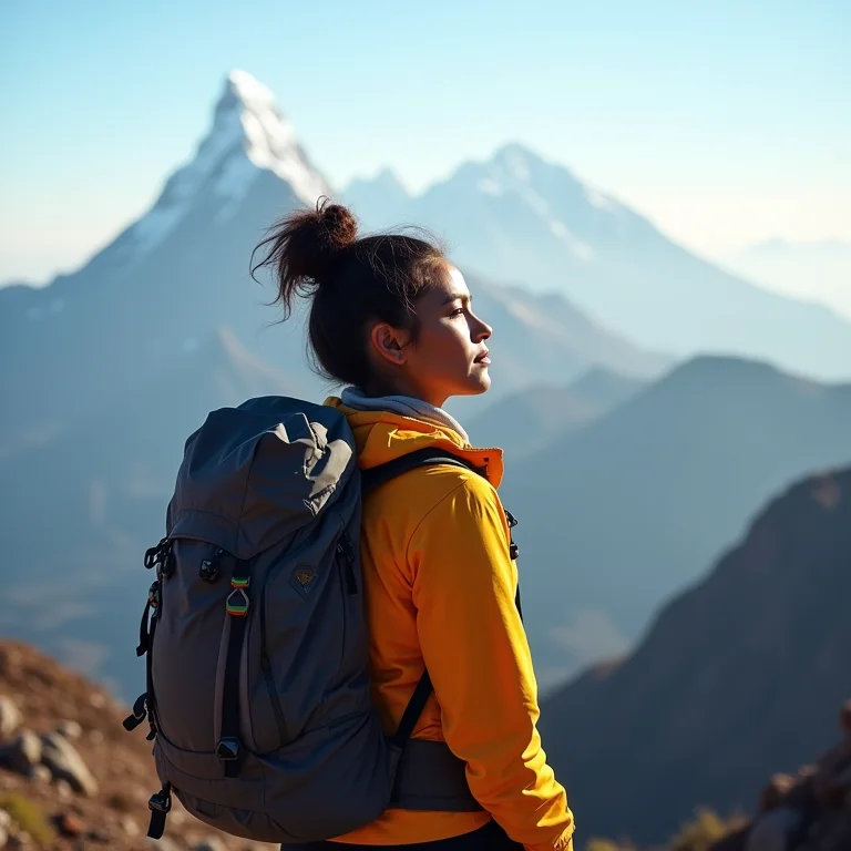 Mulher se preparando para a trilha do Monte Roraima.