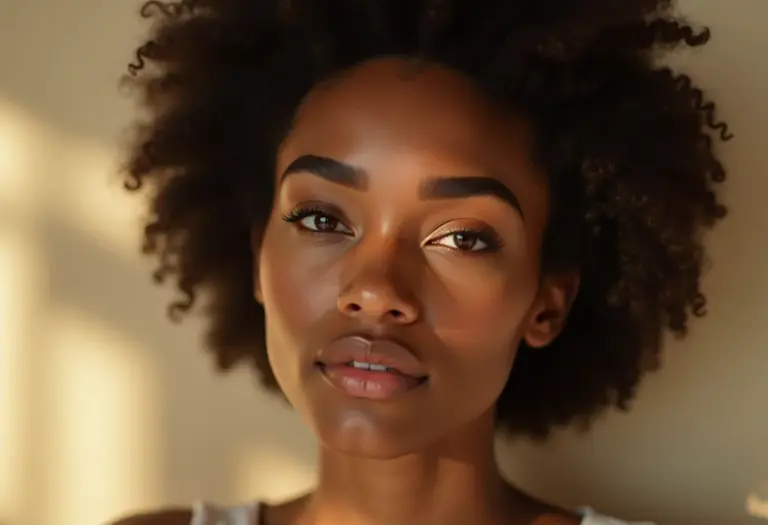 Mulher sorrindo com sobrancelhas micropigmentadas impecáveis