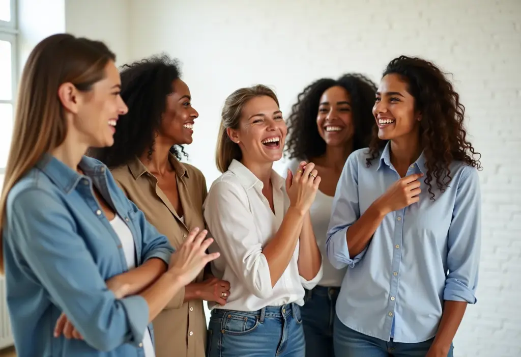 Mulheres estilosas dobrando mangas de camisa