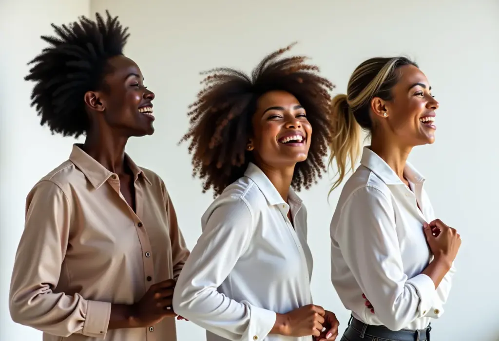 Mulheres estilosas dobrando mangas de camisas de diferentes maneiras