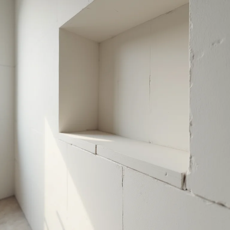 Nichos de drywall com acabamento impecável em banheiro moderno